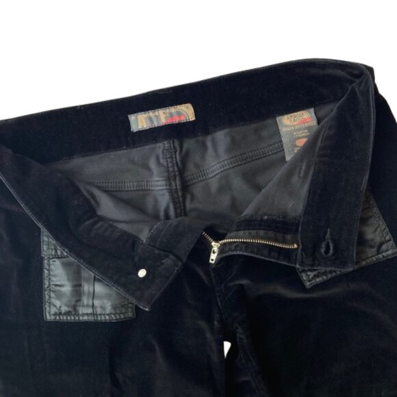 VTG American Flavor Velvet Pocket Detail Flare Jean Y2K 90s Women's 11/12 Black - Picture 5 of 14